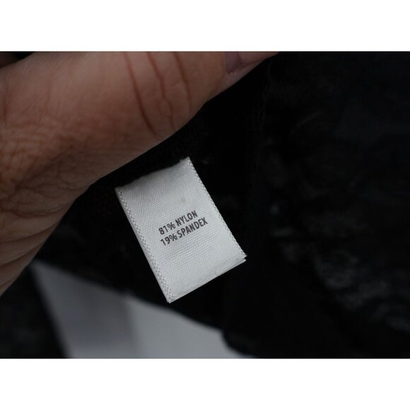 St. John Women’s Lace Mock Neck Top Black Long Sleeve Sheer Blouse Size P Petite - Picture 8 of 15